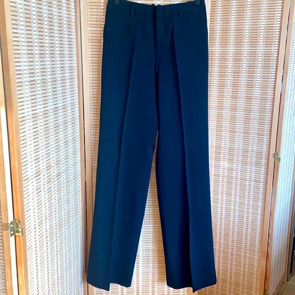 Suistudio crêpe high waist wide leg slim waist long tuxedo trousers 26waist